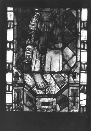 Gewand des Apostels Jakobus der Ältere : Gewand des Apostels Jakobus der Ältere. Glasmalerei (um 1340/1350). Mühlhausen, Pfarrkirche Sankt Blasius (N II (5a))