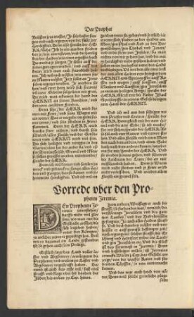 Vorrede uber den Propheten Jeremia.