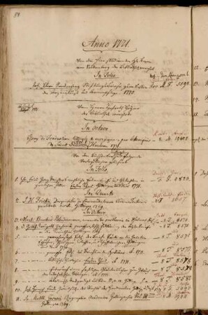 Von dem hier studirenden Hhn. Baron von Senckenberg der Bibliothek verehrt. - Vom Herrn Hofrath Heyne der Bibliothek verehrt. - Von dem Büchhändler Bossiegel sind folgende Verlagsbücher geliefert. - Verzeichnis einiger neuen französischen aus Strasburg durch [...] Becke verschriebene Bücher.