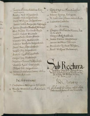 Winterhalbjahr 1598/1599. Rektorat Georg Hamberger