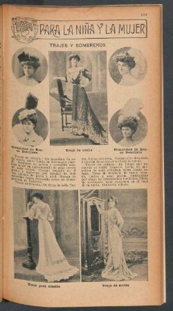 Trajes y sombreros : Para la niña y la mujer