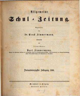 Allgemeine Schulzeitung. 43. 1866