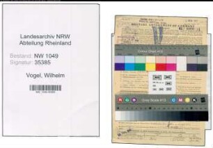 Entnazifizierung Wilhelm Vogel , geb. 22.08.1886 (Techniker)