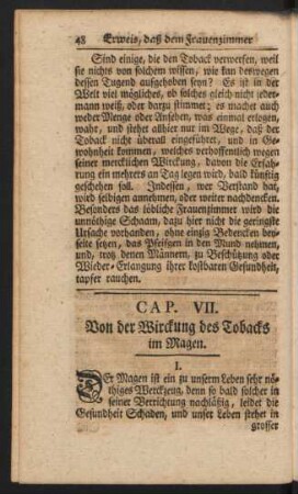 Cap. VII. Von der Wirckung des Tobacks im Magen.