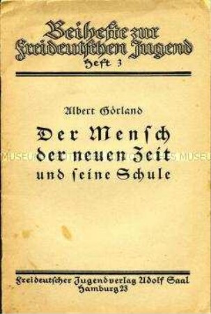 Schrift der "Freideutschen Jugend" zu Problemen der Schulbildung