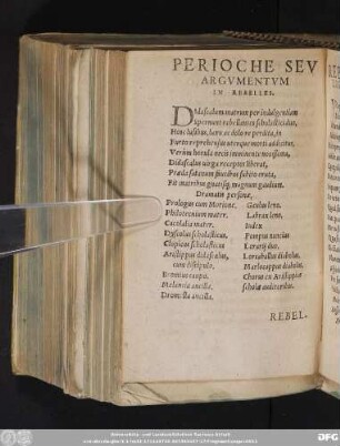 Perioche Seu Argumentum In Rebelles.