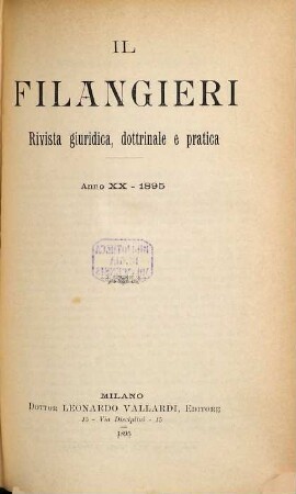Il Filangieri : rivista giuridica, dottrinale e pratica. 20. 1895
