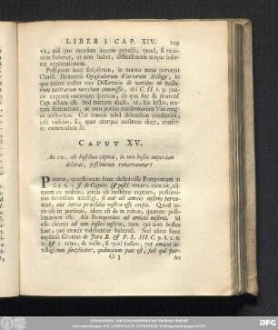 Caput XV. An res, ab hostibus captae, in non hostis imperium delatae, postliminio revertantur?