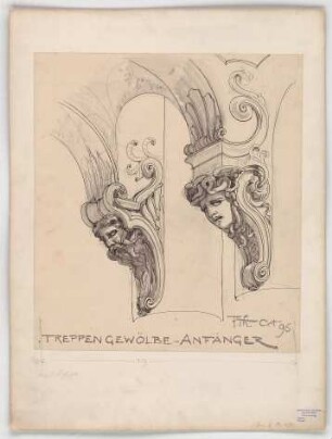 Thiersch, Friedrich von; München; Justizpalast - Treppengewölbe - Anfänger (Perspektive)