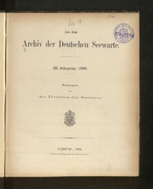 3.1880: Jahresbericht über die Tätigkeit der Deutschen Seewarte