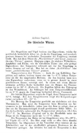 Achtes Capitel. Die thierische Wärme.