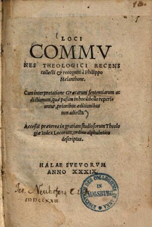 Loci Commvnes Theologici