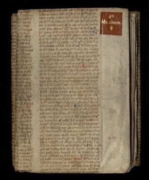 Sammlung klassischer alchemischer Traktate von Geber, Arnoldus de Villa Nova, Rogerus Bacon (?), Morienus, Zadith Senior, Picatrix u.a., lat. und mnd.