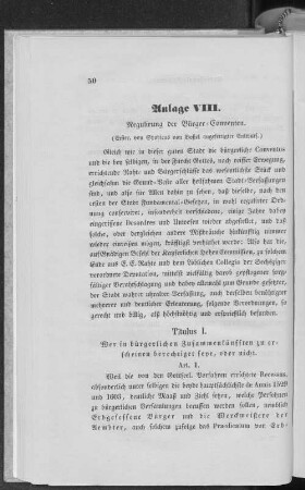 Anlage VIII. (zu S. 10 und 16.) Regulirung der Bürger-Conventen. (Erster, von Syndicus von Bostel angefertigter Entwurf.)