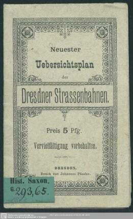 1887: Neuester Uebersichtsplan der Dresdner Strassenbahnen