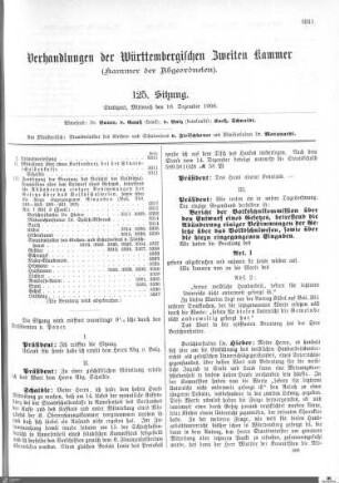 125. Sitzung, Stuttgart, 16.12.1908