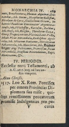 IV. Periodus Ecclesiae novi Testamenti, ab A. C. 1517. usq[ue] ad haec nostra tempora.