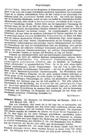 539-540, Johannes Bresler, Die Simulation von Geistesstörung und Epilepsie, 1904