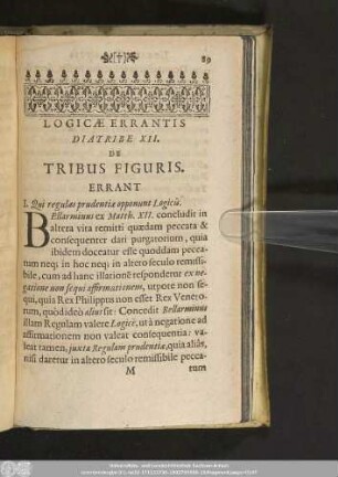Logicae Errantis Diatribe XII. De Tribus Figuris.