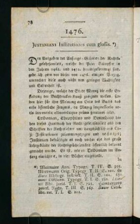 78-80, 1476. Justiniani Institutiones cum glossis (mit Anmerkungen).