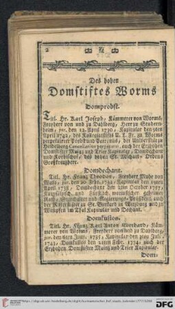 Des hohen Domstiftes Worms