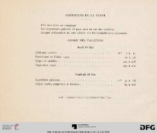 Condition de la vente