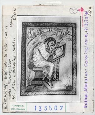 Epernay, Bibliothèque de la Ville, MS I: Ebo-Evangeliar, fol. 18b: Evangelist Matthäus
