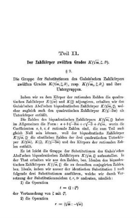 Teil II. Der Zahlkörper zwölften Grades K(...).