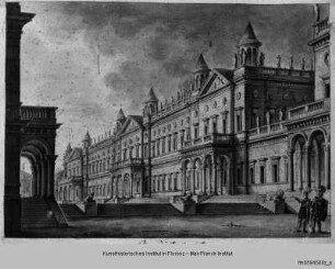 Sammlung von 116 Bühnenbildern (Raccolta di 116 scene teatrali) : Bühnenbildentwurf mit Idealarchitektur