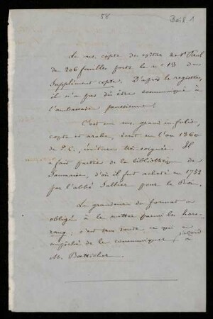 Beil. 1: [Notiz zu orientalischen Handschriften der BibliothÃ¨que Nationale], Paris, 1851