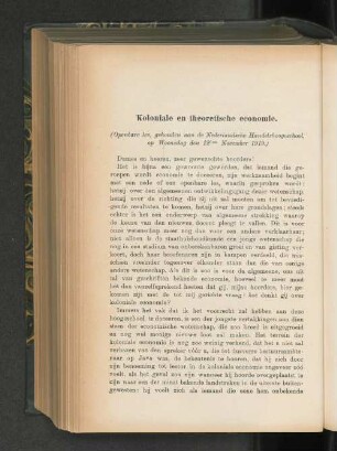 Koloniale en theoretische economie, door G. Gonggrijp.