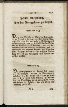 Zehnte Abtheilung. Von den Beweggründen zur Tugend