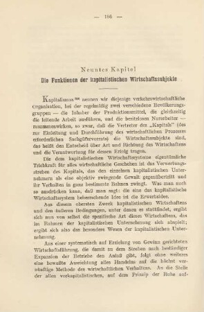 Neuntes Kapitel Die Funktionen der kapitalistischen Wirtschaftssubjekte