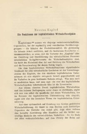 Neuntes Kapitel Die Funktionen der kapitalistischen Wirtschaftssubjekte
