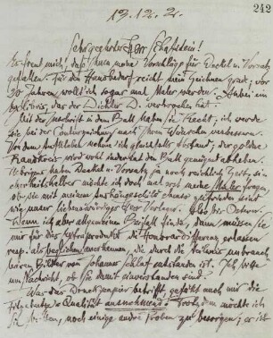 Brief an den Verlag Schafstein & Co
