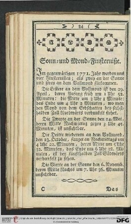 Sonn- und Mond-Finsterniße
