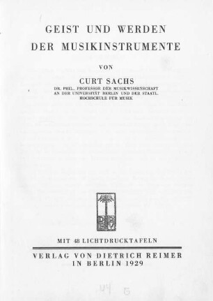 Geist und Werden der Musikinstrumente