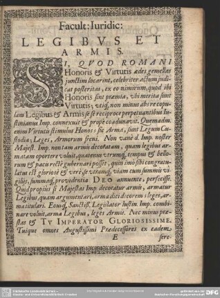 Facult: Iuridic: Legibus Et Armis