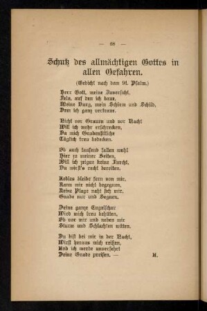 68, Schutz des allmächtigen Gottes. Gedicht.