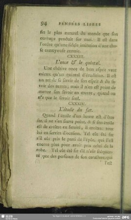 CXXXIII. L' once & le quintal