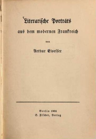 Literarische Porträts aus dem modernen Frankreich