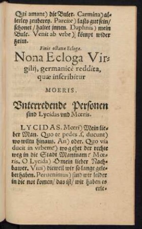 Nona Ecloga Virgilii, germanice reddita, quae inscribitur Moeris.