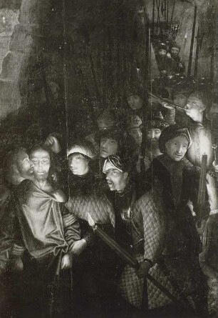 Flügelaltar (geöffnet): Mittelbild Gefangennahme Christi, Innenseiten Engel mit Leidensgeräten