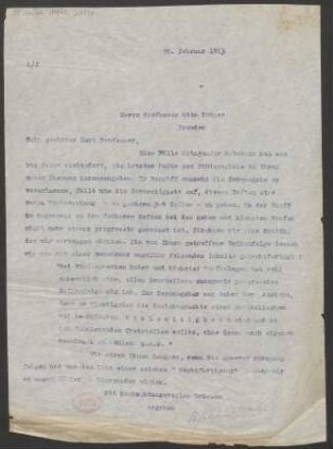 Brief an Otto Thümer : 10.02.1913