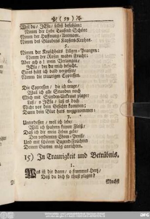 15) In Traurigkeit und Betrübnis.