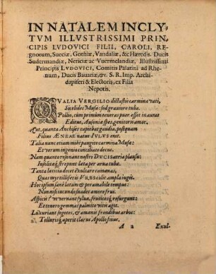 Genethliacon in Natalem ... Principis Ludovici, Filii, Caroli Regnorum Sueciae ... haeredis