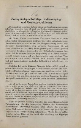 VII. Zwangsläufig-selbsttätige Gedankengänge und Geistesproduktionen