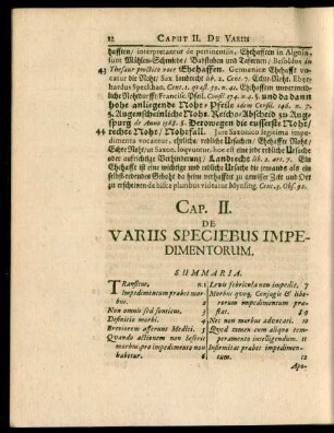 Cap. II. De Variis Speciebus Impedimentorum.