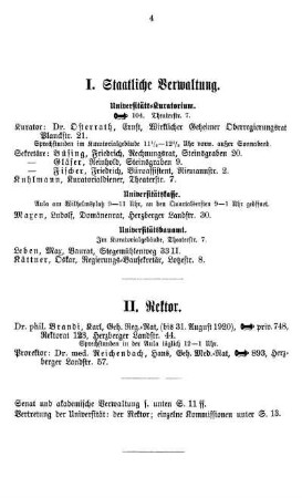 I. Staatliche Verwaltung. - VII. Gesellschaft der Wissenschaften.