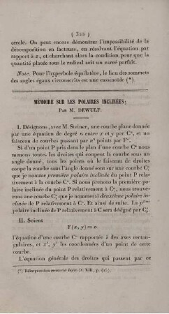 Mémoire sur les polaires inclinées.